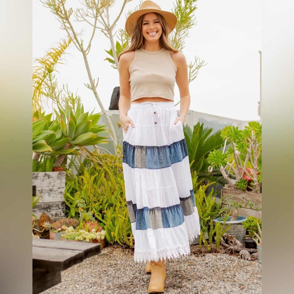 Cloud Denim Maxi Skirt by Young Threads